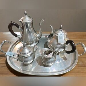 Vintage French Pewter Tea Coffee Set w/ original receipt from France & boxes!